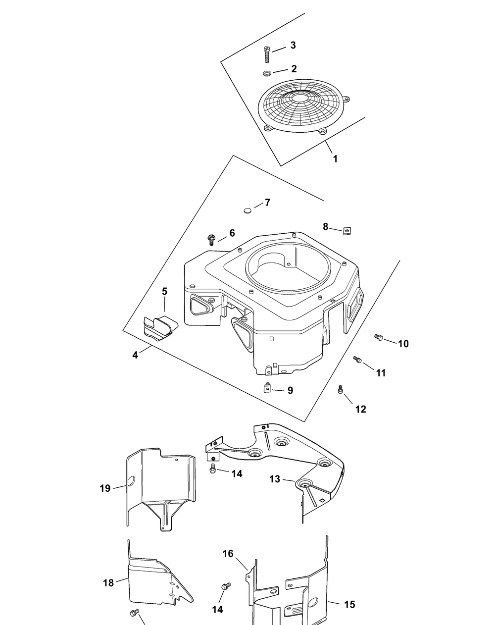 Kohler Cv23-75592 Blower Housing And Baffles Diagram and Parts List for ENFORCER54 53AH3AGT050-23HP Cub Cadet Lawn Tractor